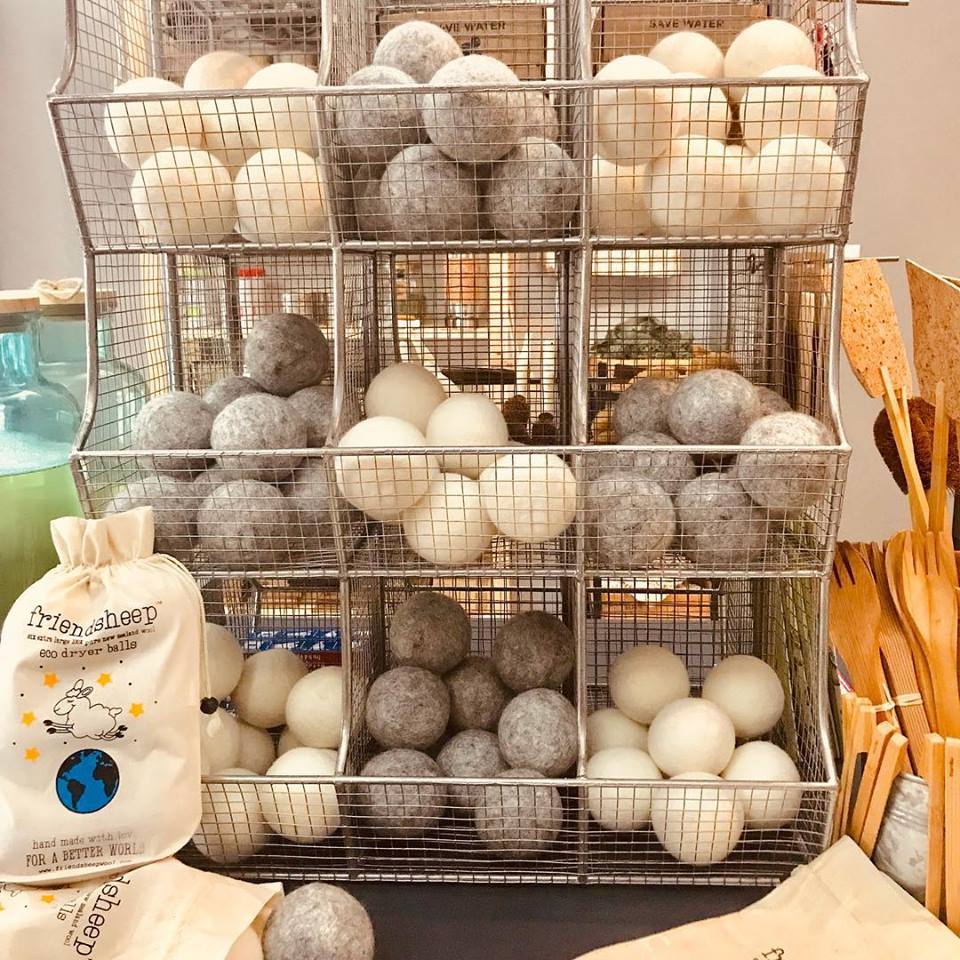 display of wool dryer balls
